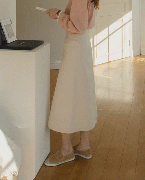 leelin-[크로키 허리비조 여리스판 A라인 스커트[size:F(55~66반)]]♡韓國女裝裙