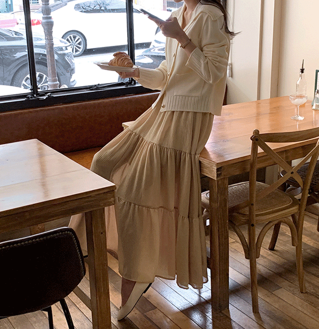 mayblue-[블랑 쉬폰 캉캉 스커트 ]♡韓國女裝裙