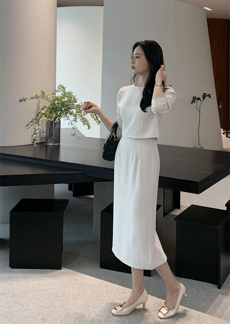 아이즈 셋업set:블라우스 스커트 투피스:S~M:결혼식 하객룩♡韓國女裝套裝