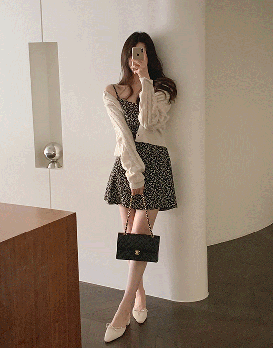 fromdayone-버터플 뷔스티에 미니원피스(핀턱/패턴)♡韓國女裝連身裙