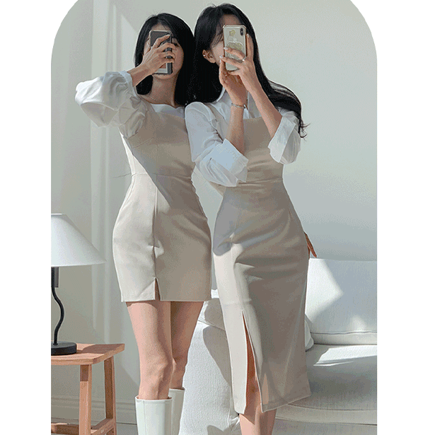 히니브뷔스티에 ops (미니/롱-2ver)♡韓國女裝連身裙