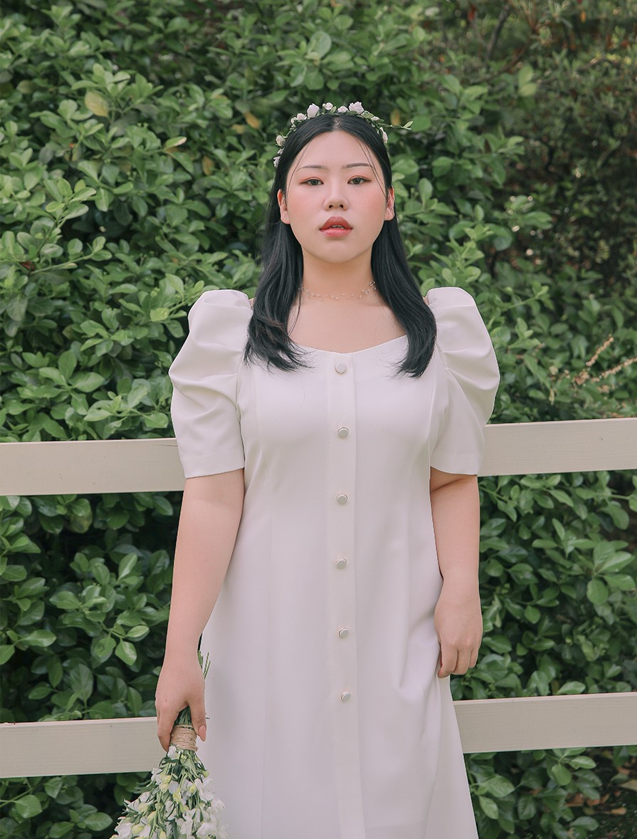 [[EVELLET]라비넬 스퀘어넥 퍼프 롱원피스]♡韓國女裝連身裙