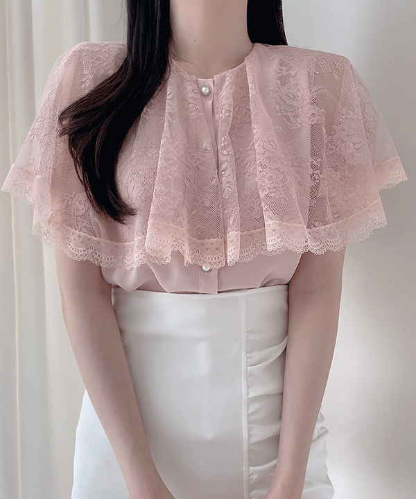 헤븐 레이스 케이프 블라우스 2color - 썸데이즈♡韓國女裝上衣
