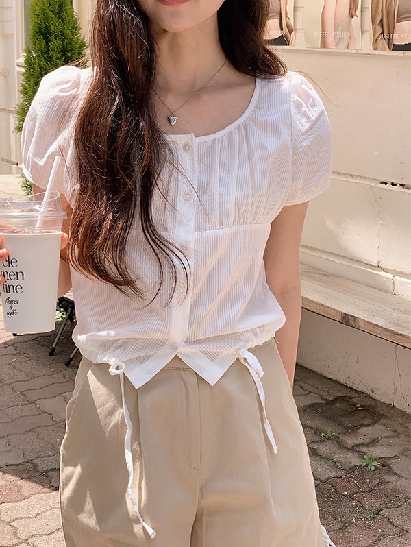 블루밍 반팔 블라우스 (2color)♡韓國女裝上衣