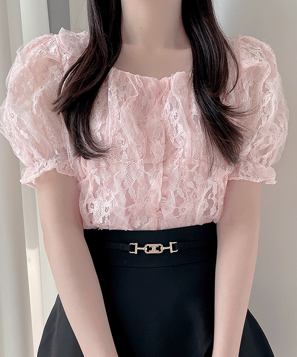 헤이즈 레이스 스퀘어 블라우스 2color - 썸데이즈♡韓國女裝上衣