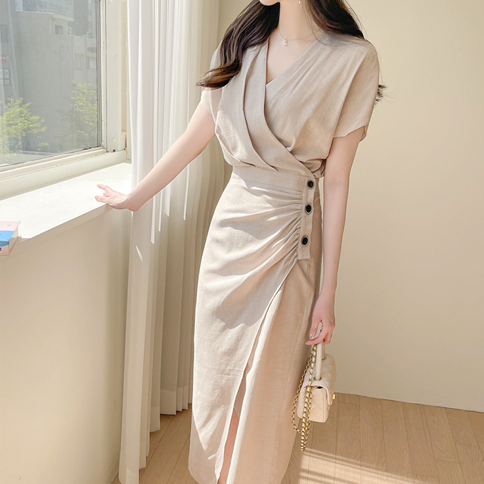 (여유핏) 밀레 브이랩 셔링 롱원피스  a2899 - 러블리 로맨틱룩 피오나♡韓國女裝連身裙