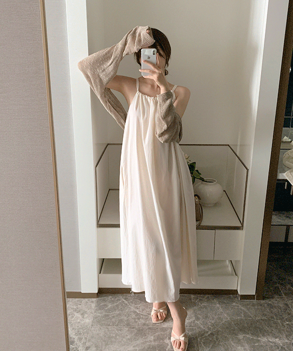 라우라 백리본 홀터무드 원피스 - 2color♡韓國女裝連身裙