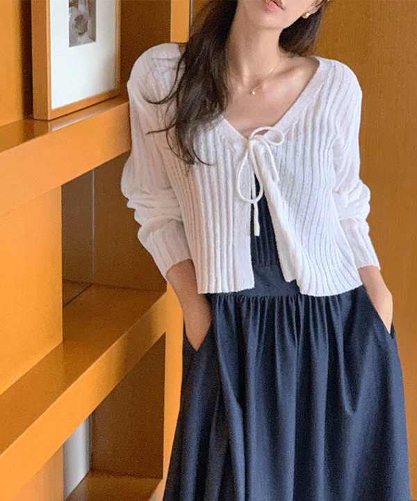 [콩닥!세일도착] 라이네 리본 니트골지 볼레로가디건 - 3color♡韓國女裝外套