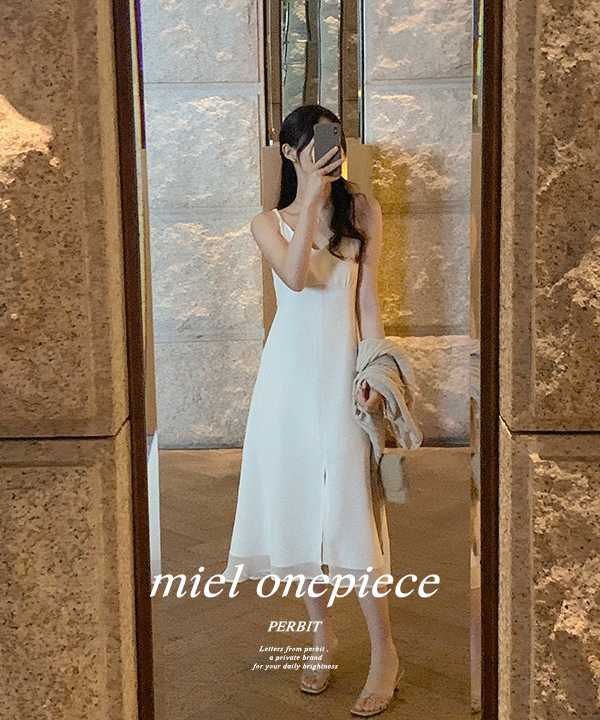 [콩닥!세일도착] 미엘 쉬폰 페미닌 라인업 슬릿 원피스 - 2color♡韓國女裝連身裙