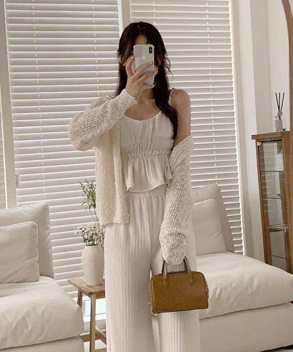 [꾸안꾸] 쉐어링 플리츠 나시 밴딩팬츠 set - 2color♡韓國女裝上衣