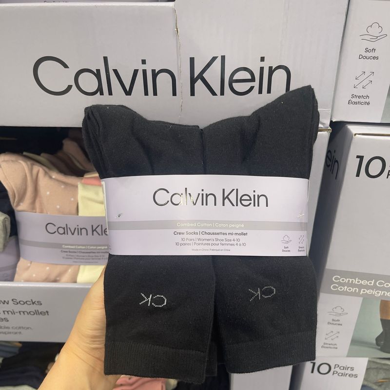 【加拿大空運直送】CALVIN KLEIN Women’s Crew Socks 女式圓領襪 (黑色/10對裝)