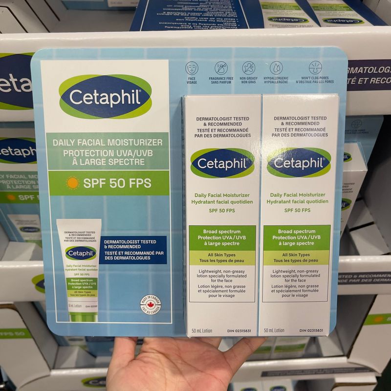 【加拿大空運直送】Cetaphil 極緻全護低敏防曬霜 SPF50, 2 x 50 ml 